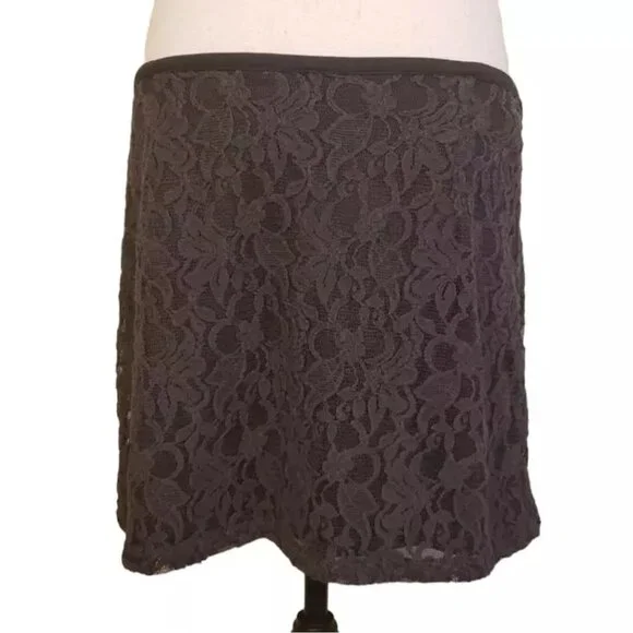 NWT GAP Skirt, Dark Gray Cotton Lace Floral Print Career Casual RETAIL $45, 10 - Picture 2 of 11